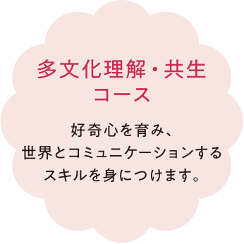 多文化理解・共生コース 好奇心を育み、世界とコミュニケーションするスキルを身につけます。